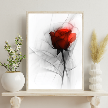 Elegant Crimson Rose, Vibrant Bloom on White with Subtle Red Accents. High Resolution Digital Download 300 DPI