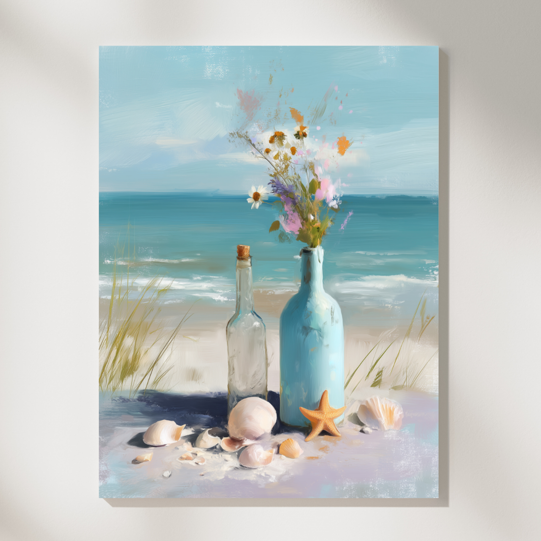 Pastel Coastal Still Life Painting Wall Art for Home Decor. High Resolution Digital Download 300 DPI.