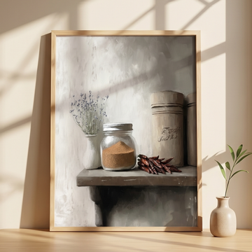 Guajillo Chili Powder Jar Oil Painting Rustic Pantry Kitchen Art. High Resolution Digital Download 300 DPI.