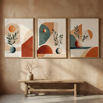 Geometric Elegance, Minimalist Abstract Art with Diverse Shapes. High Resolution Digital Download 300 DPI
