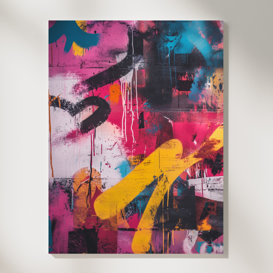 Dynamic Urban Graffiti Wall Art Abstract Expressionist Neon Pastel Print. High Resolution Digital Download 300 DPI.