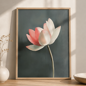 Stylized Orange Pink Lotus Flower Wall Art Vibrant Petal Decor. High Resolution Digital Download 300 DPI.