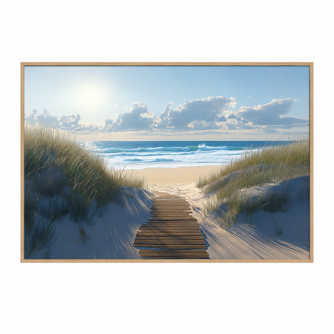 Coastal Serenity, Hyper Realistic Beach Path Ocean View Wall Art. High Resolution Digital Download 300 DPI.