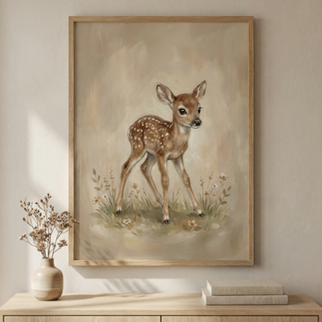 Baby Deer Fawn Woodland Nursery Vintage Farmhouse Animal Wall Art. High Resolution Digital Download 300 DPI.