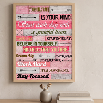 Colorful Motivational Typography Poster Arrow Upwards Wooden Background Art. High Resolution Digital Download 300 DPI.