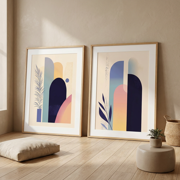 Indigo Elegance, Minimalist Vector Shapes in Modern Stylish Wall Art. High Resolution Digital Download 300 DPI