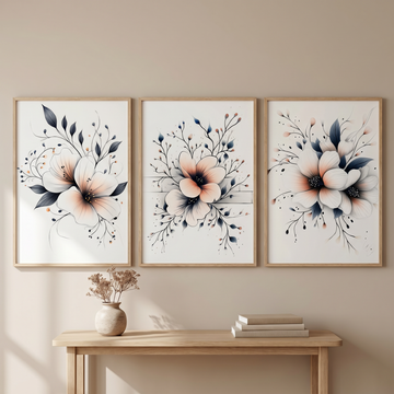 Stunning Drawings of Flowers, Artistic Floral Illustrations for Elegant Decor. High Resolution Digital Download 300 DPI