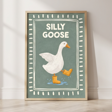 Silly Goose Rain Boots Whimsical Nursery Wall Art Print Decor. High Resolution Digital Download 300 DPI.