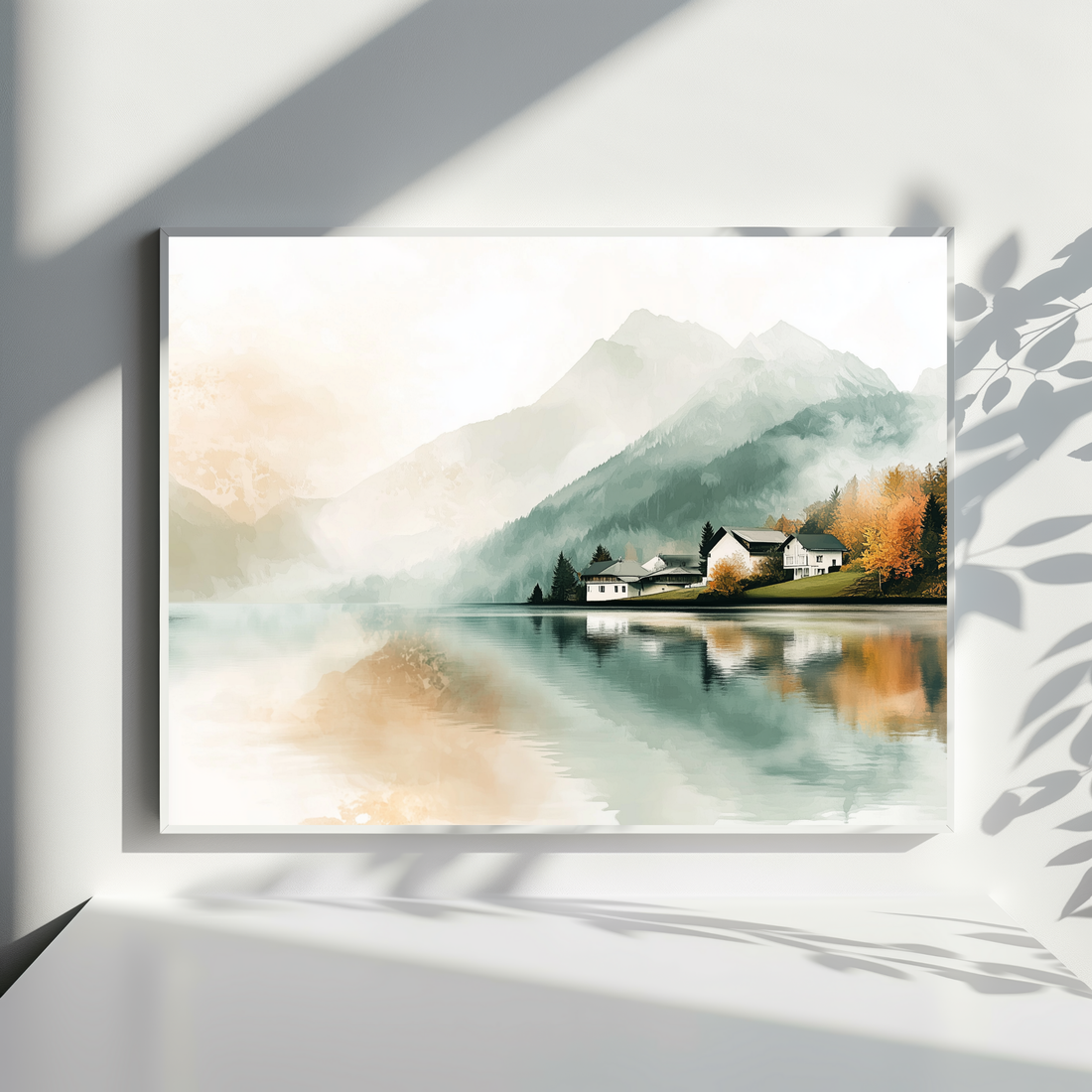 Picturesque Autumn Landscape Wall Art Colorful Reflections Mirror Lake Decor. High Resolution Digital Download 300 DPI.