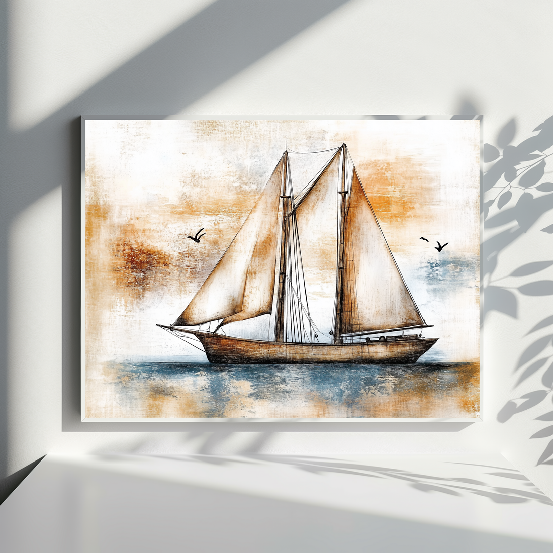 Vintage Wooden Sailing Ship Wall Art Nautical Rustic Ocean Decor. High Resolution Digital Download 300 DPI.