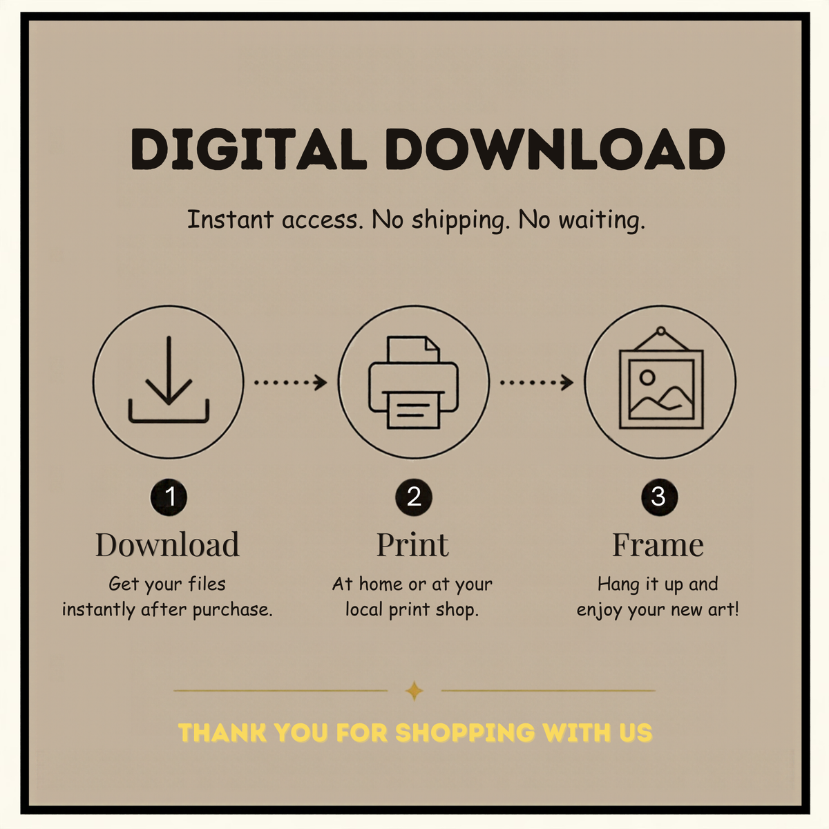 Digital download wall art: download, print at home or a local print shop, and frame