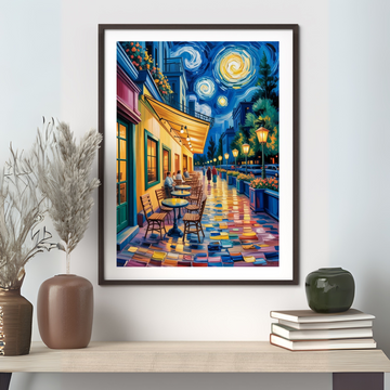 Cafe Terrace at Night Wall Art Canvas Print for Home. High Resolution Digital Download 300 DPI.