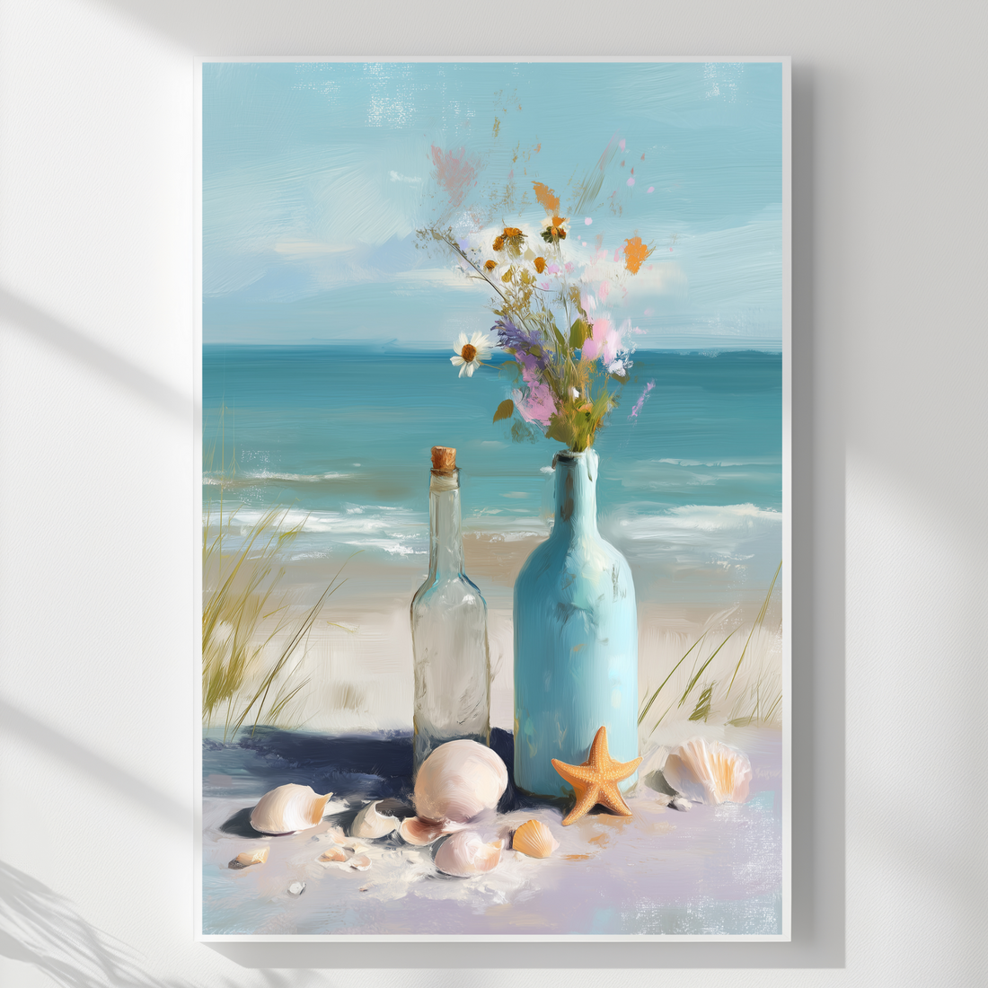 Pastel Coastal Still Life Painting Wall Art for Home Decor. High Resolution Digital Download 300 DPI.