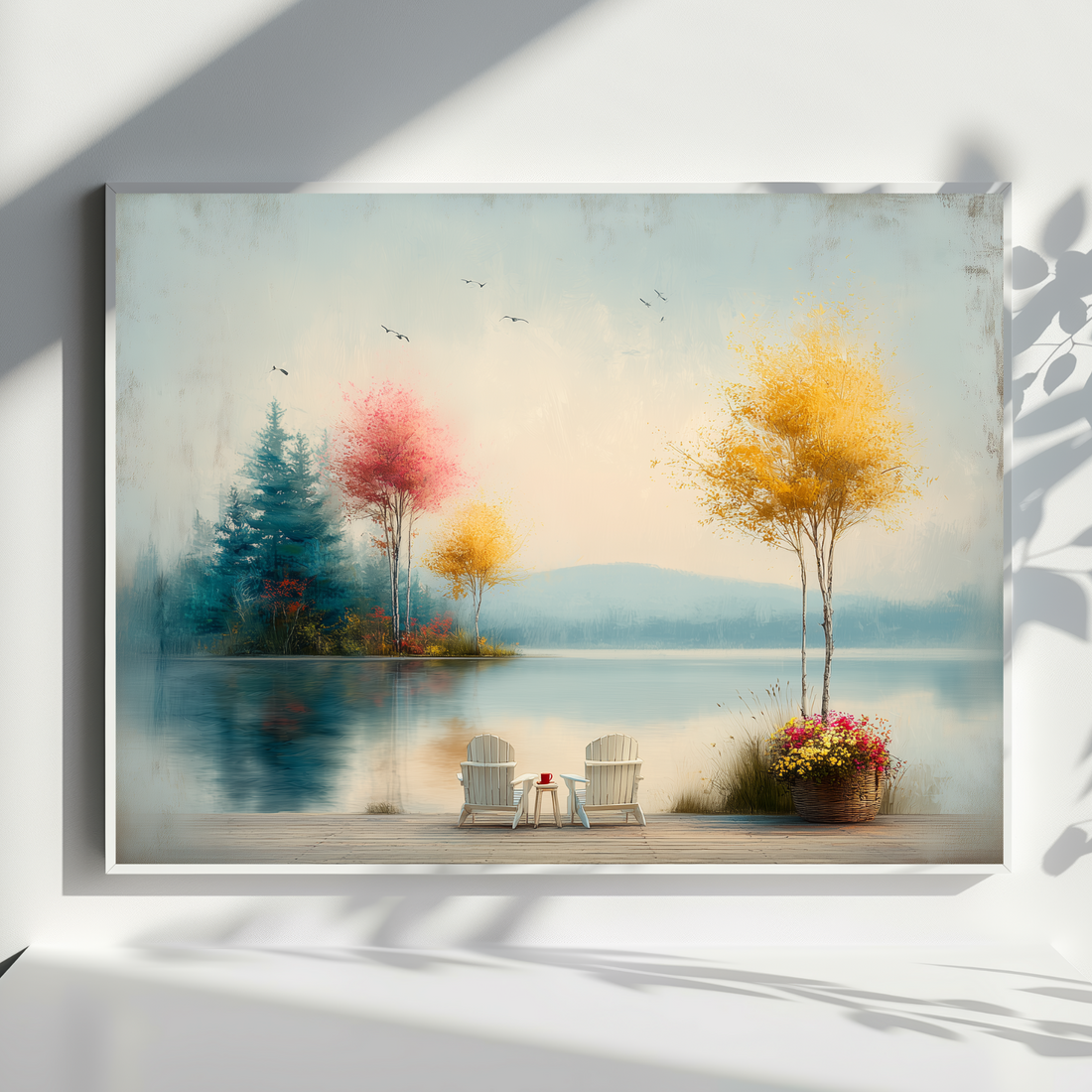 Relaxing Countryside Wall Art Dockside Chairs Peaceful Horizon View. High Resolution Digital Download 300 DPI.