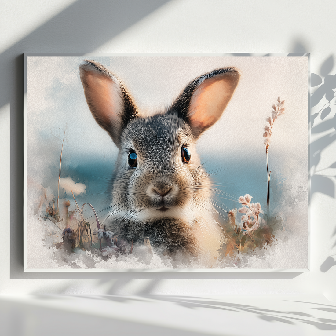 Charming Baby Bunny Illustration with Soft Pastel Nature Inspired Design. High Resolution Digital Download 300 DPI.