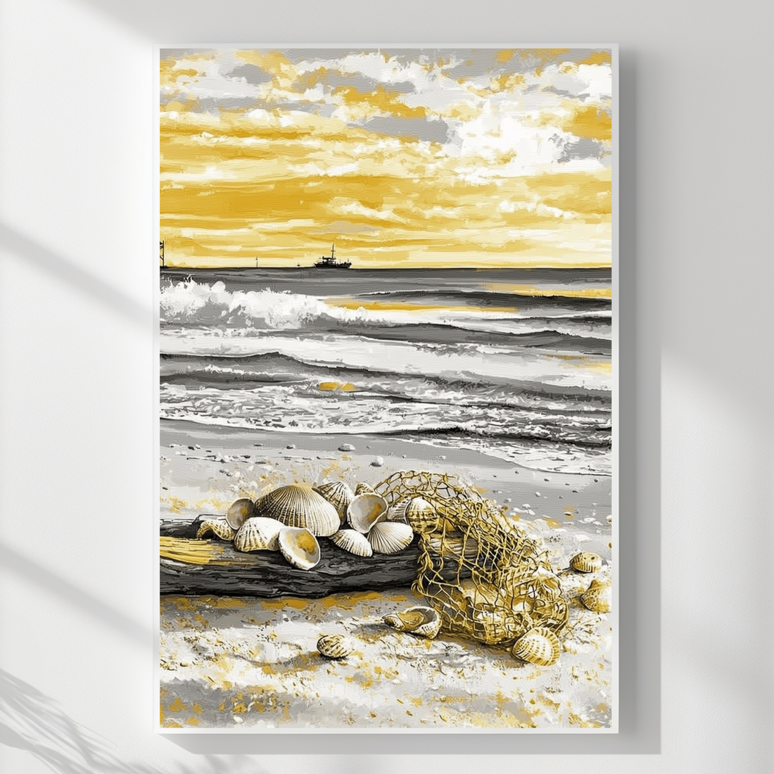 Rustic Driftwood Coastal Art Painting Wall Decor for Beach Homes. High Resolution Digital Download 300 DPI.