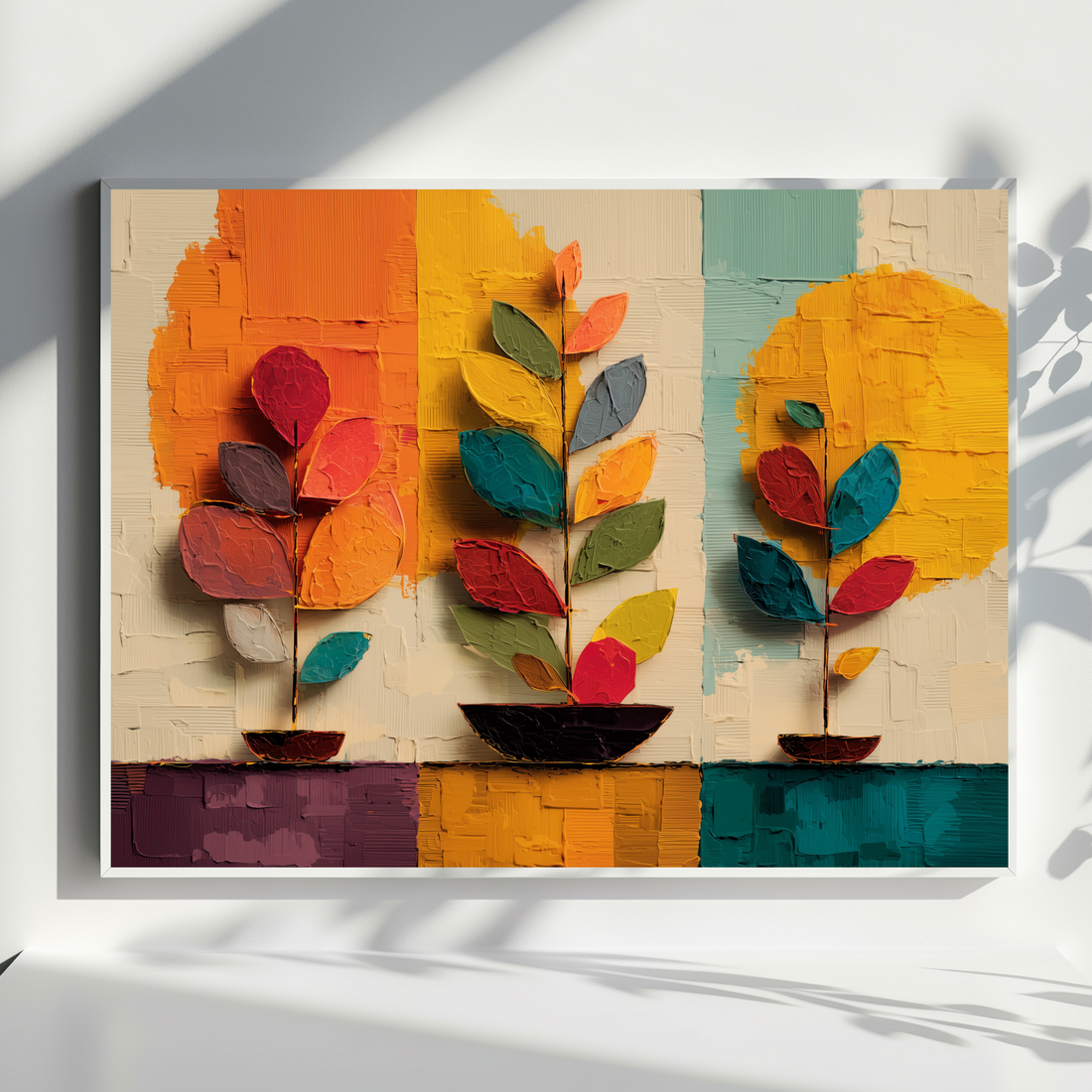 Modern Minimalist Wall Art Vibrant Botanical Acrylic Canvas Home Decor. High Resolution Digital Download 300 DPI.