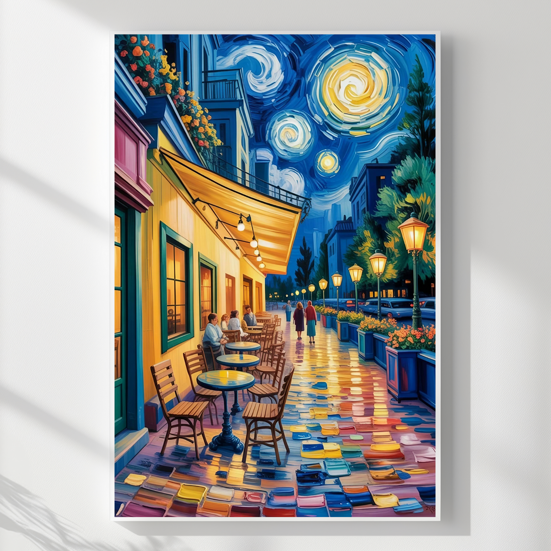 Cafe Terrace at Night Wall Art Canvas Print for Home. High Resolution Digital Download 300 DPI.