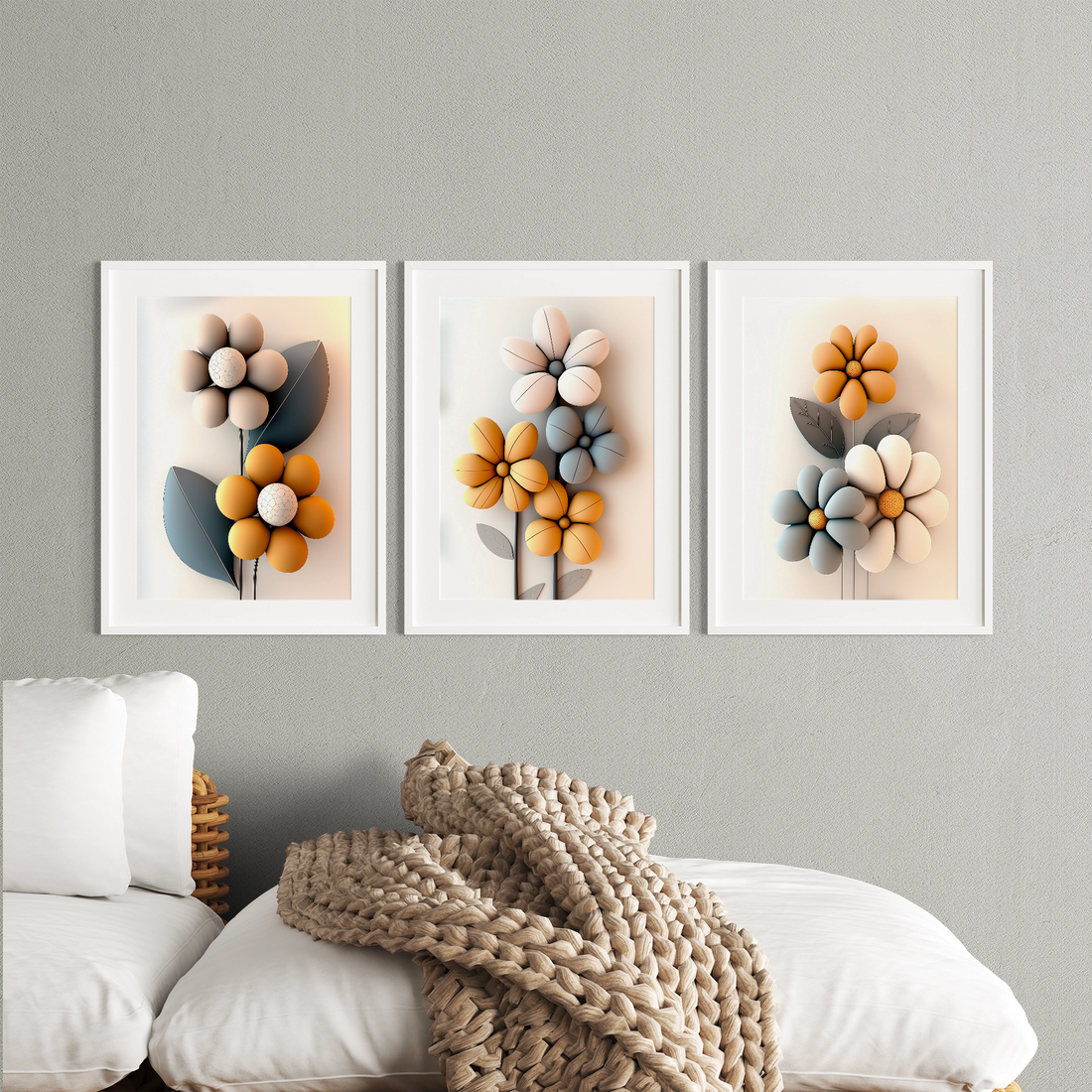 Serene Botanical Elegance: Minimalist Floral Wallpaper for Modern Interiors. High Resolution Digital Download 300 DPI