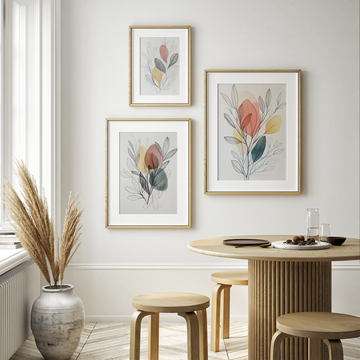 Abstract Botanical Boho: 3D Pencil Drawings with Minimalist Colors and Clear Lines. High Resolution Digital Download 300 DPI