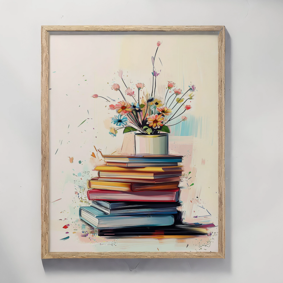 Serene Floral Elegance: Pastel Still Life Illustration with Vase and Light Background. High Resolution Digital Download 300 DPI