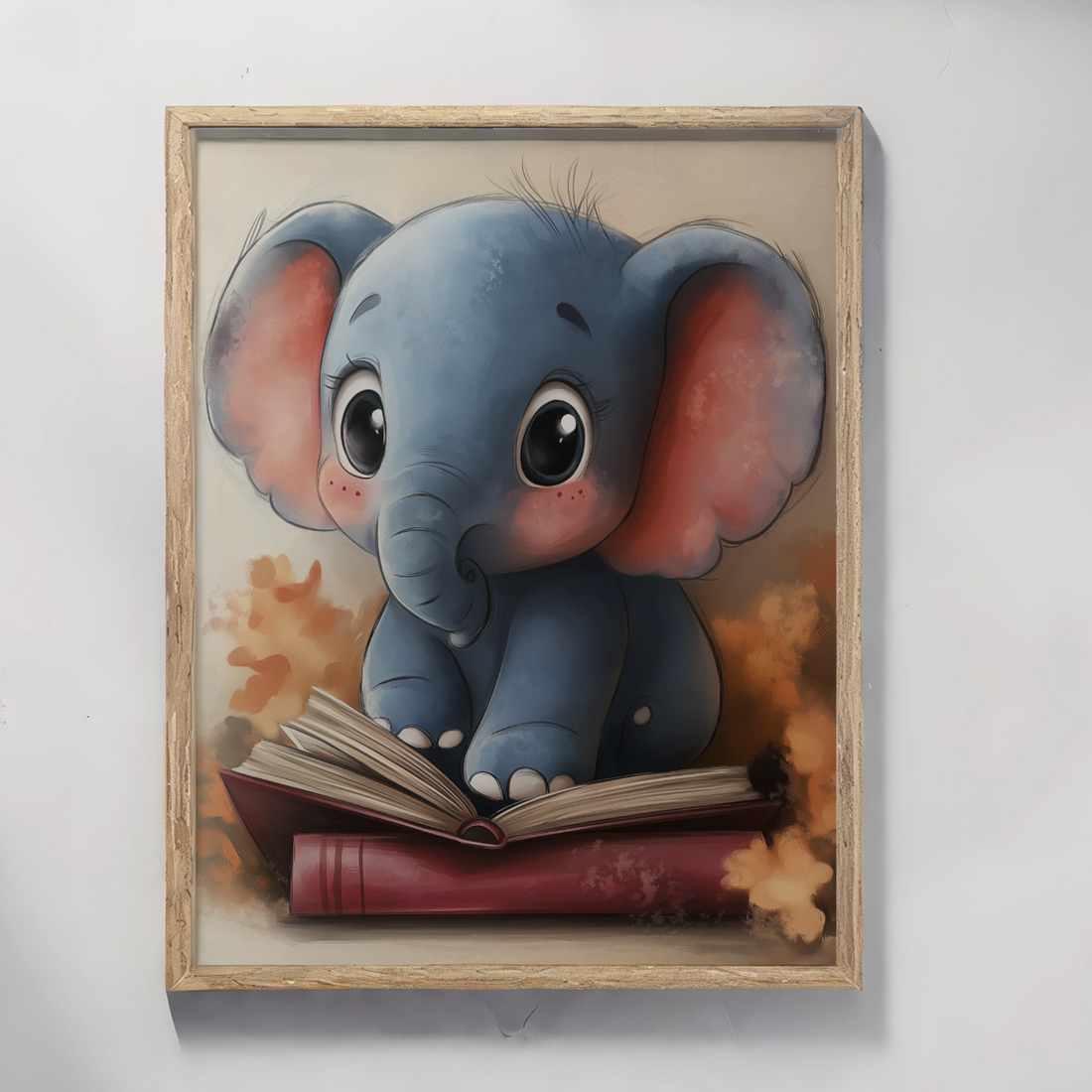 Adorable Watercolor Elephant: Charming Art of a Book-Loving Friend. High Resolution Digital Download 300 DPI