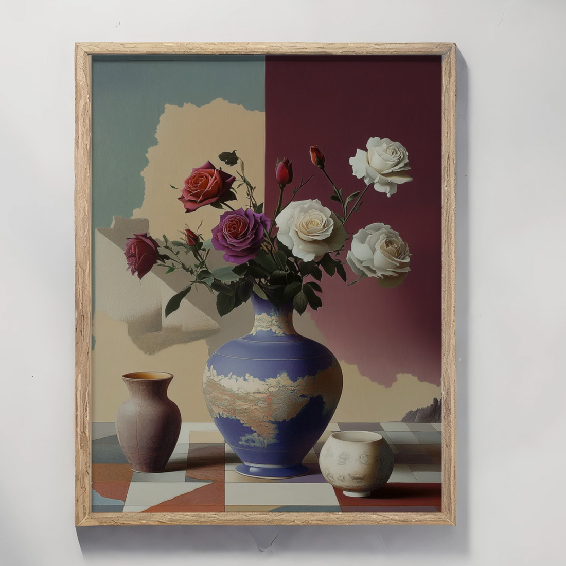 Elegant Rose Arrangement: Stunning Purple and White Roses in a Charming Vase. High Resolution Digital Download 300 DPI