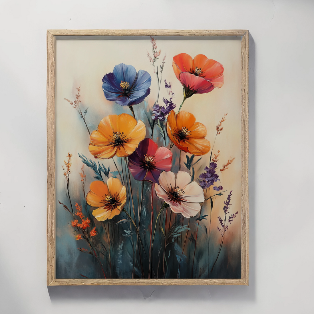 Charming Vintage Wildflower Painting: Elegant Floral Wall Art for Timeless Decor. High Resolution Digital Download 300 DPI