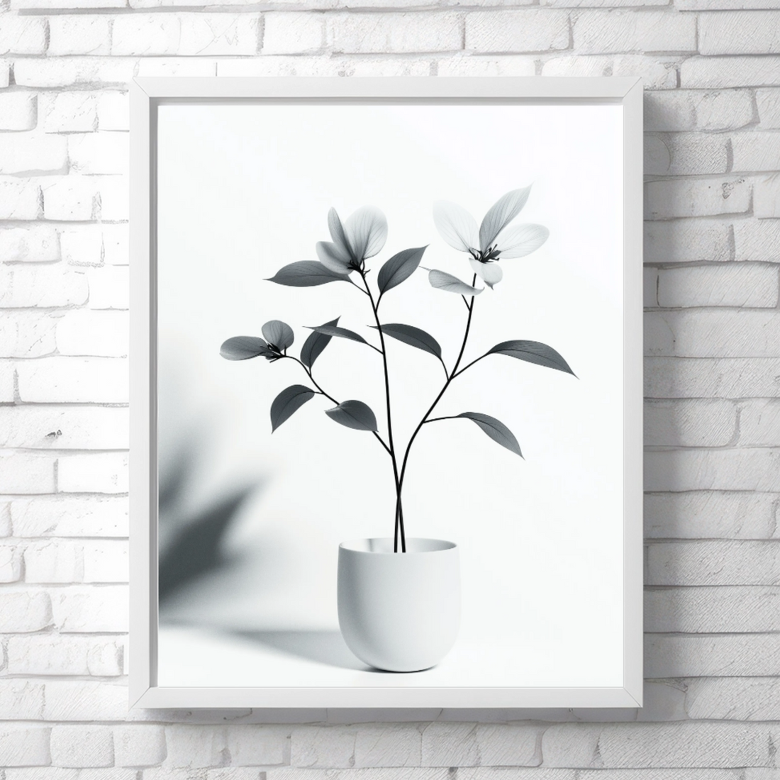 Timeless Elegance: Black and White Plant Art with Soft Focus Background. High Resolution Digital Download 300 DPI
