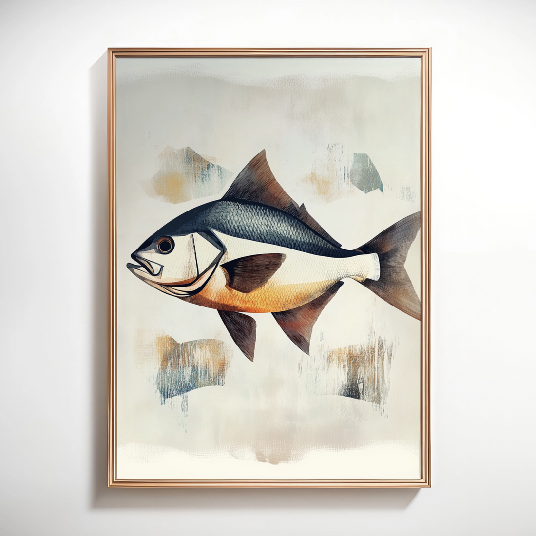 Vibrant Tropical Fish: Striking Triangular Shape Against Abstract Colorful Background. High Resolution Digital Download 300 DPI