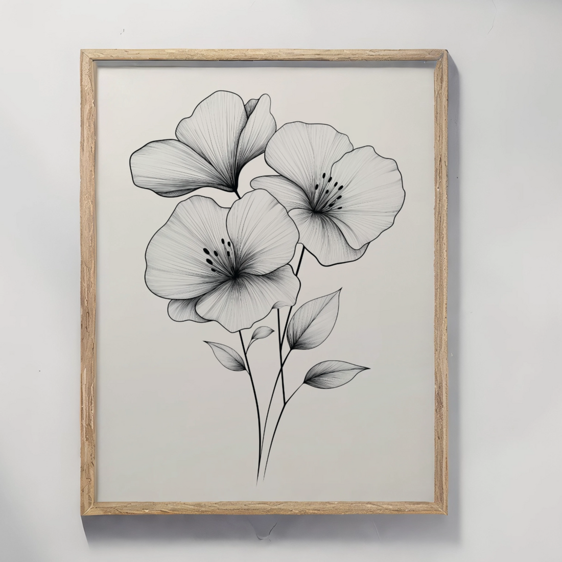 Vintage Blooms: Elegant Black and White Floral Pencil Sketches. High Resolution Digital Download 300 DPI