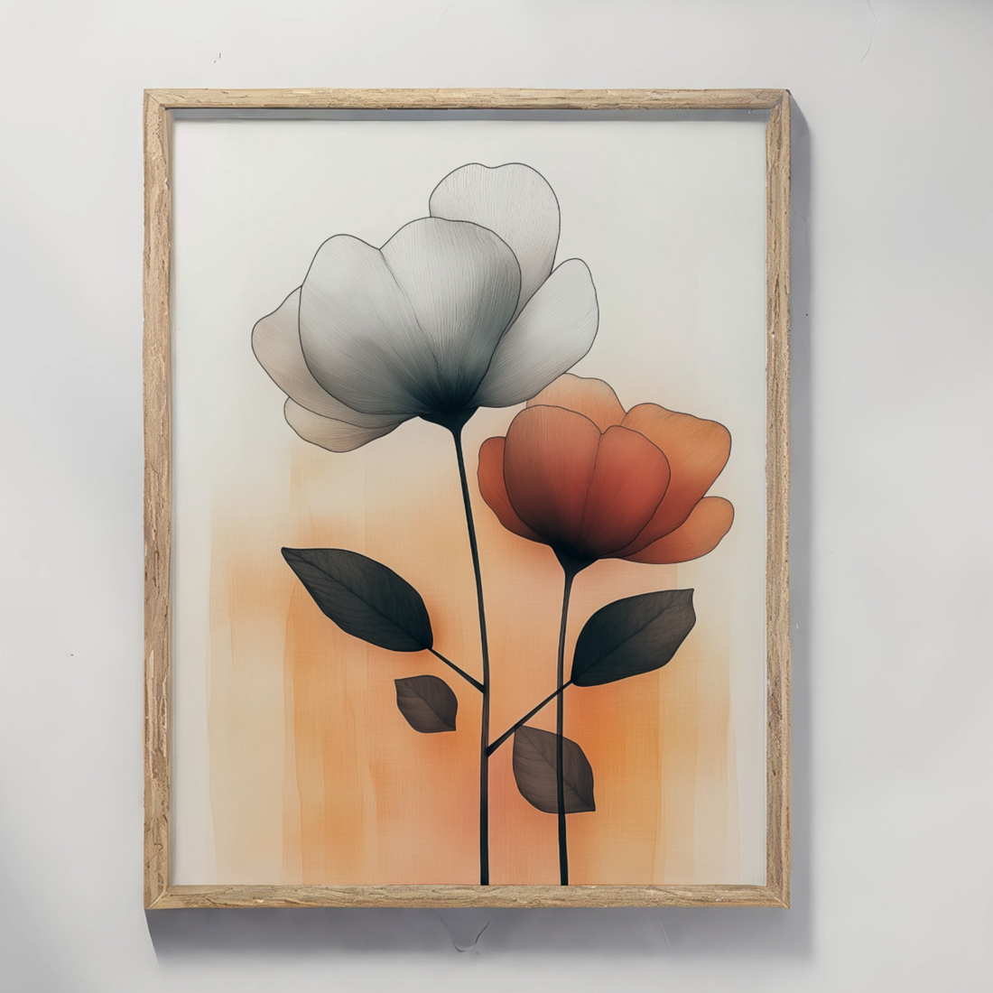 Abstract Botanical Boho Art: Minimalist Design with Clear Lines and Soft Colors. High Resolution Digital Download 300 DPI