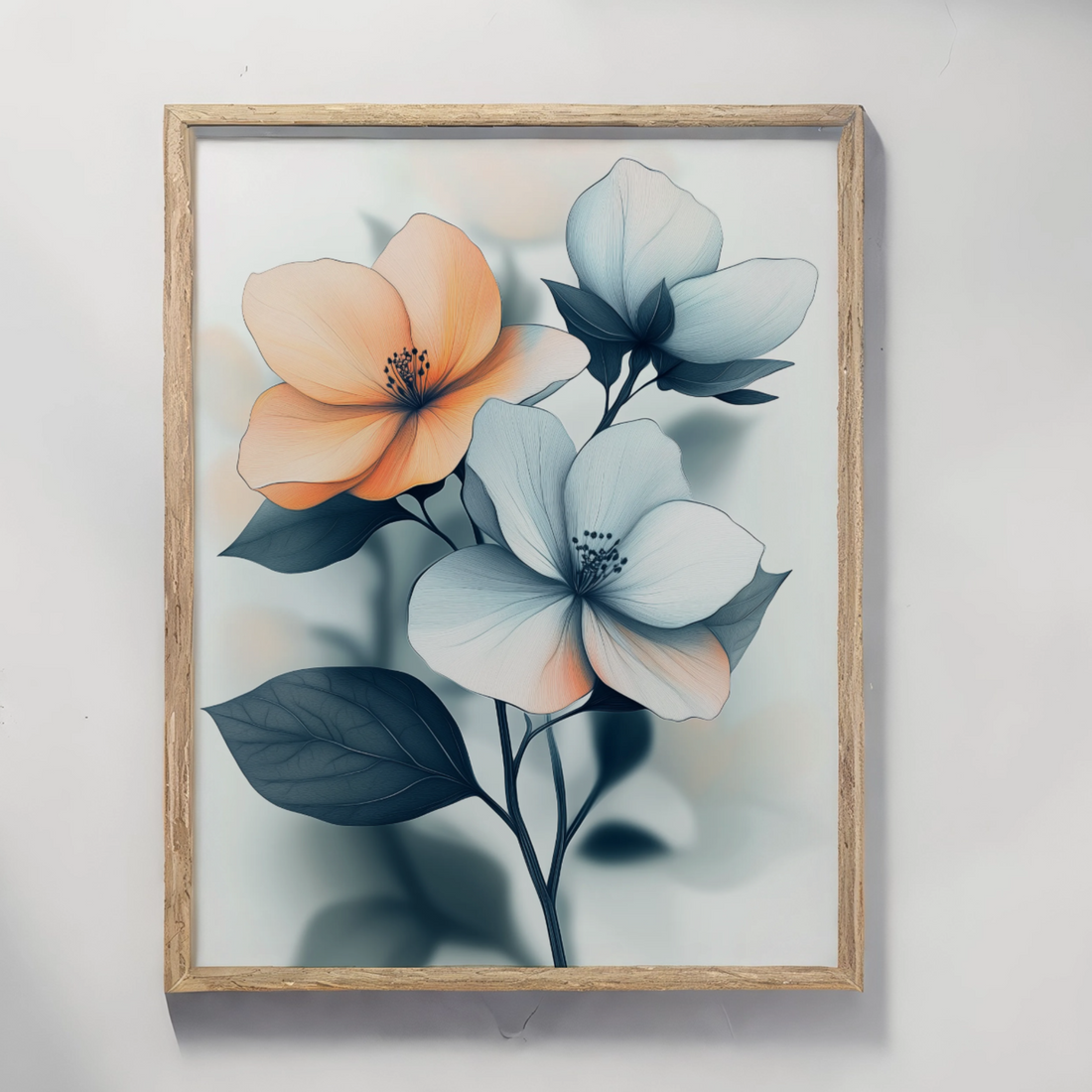 Elegant Botanical Boho: Minimalist Abstract Art with Clear Lines and Soft Colors. High Resolution Digital Download 300 DPI