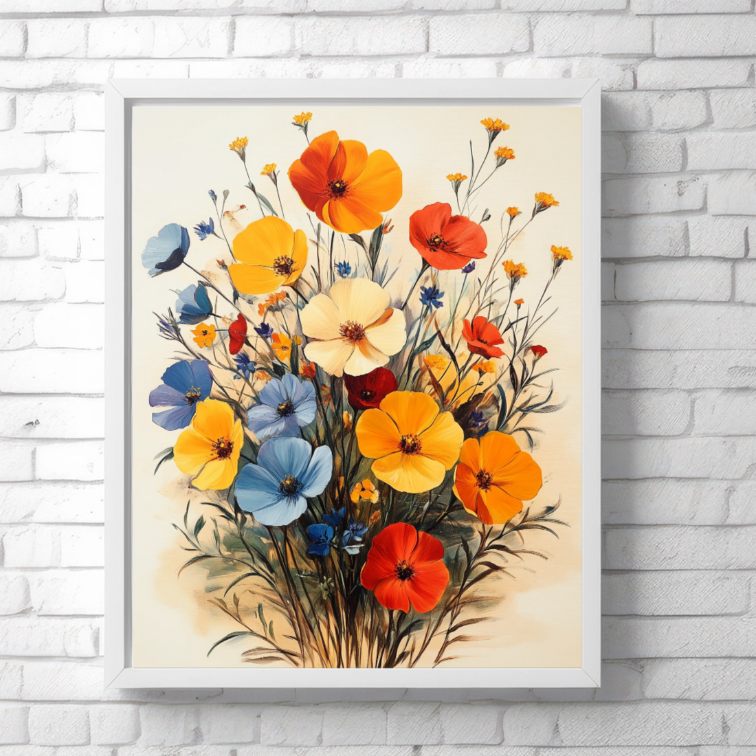 Wild Bloom Elegance: Vibrant Wildflower Bouquet Bursting with Color and Life. High Resolution Digital Download 300 DPI