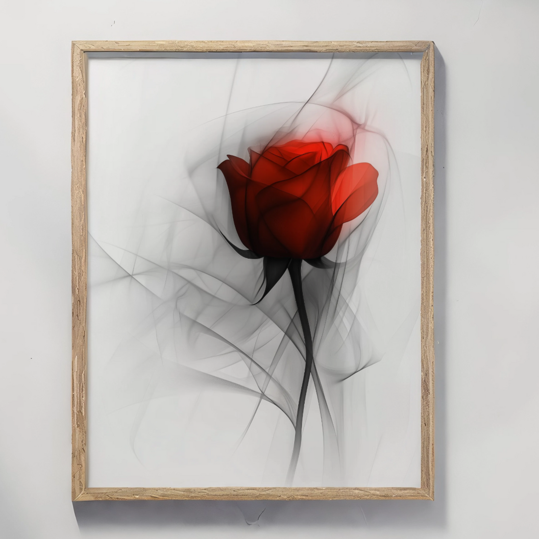 Elegant Crimson Rose: Vibrant Bloom on White with Subtle Red Accents. High Resolution Digital Download 300 DPI