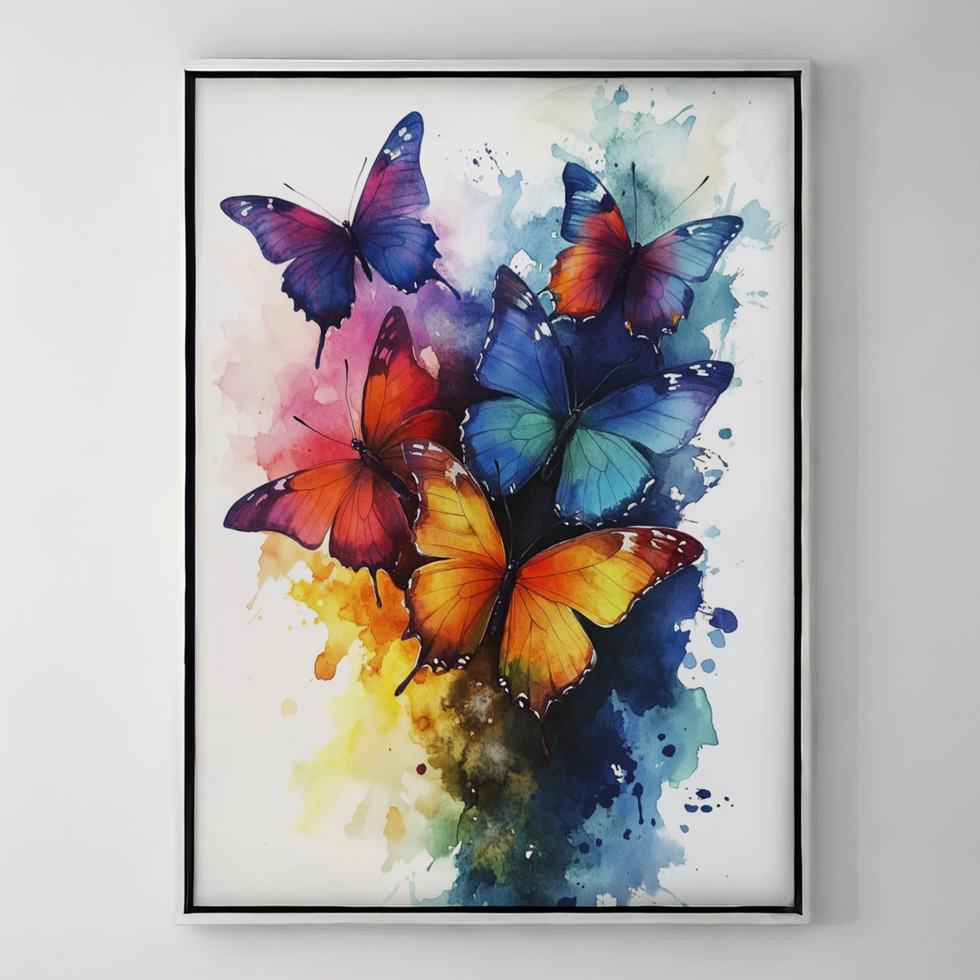 Celestial Butterfly Dance: Watercolor Rainbow Wings Amid Cosmic Nebula Splash. High Resolution Digital Download 300 DPI