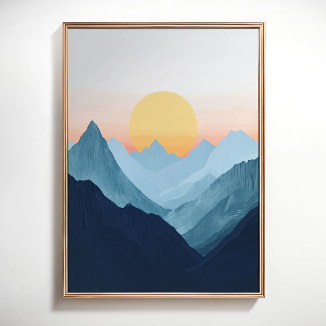 Golden Horizon: Majestic Mountains Silhouetted Against Vibrant Sunset Sky. High Resolution Digital Download 300 DPI