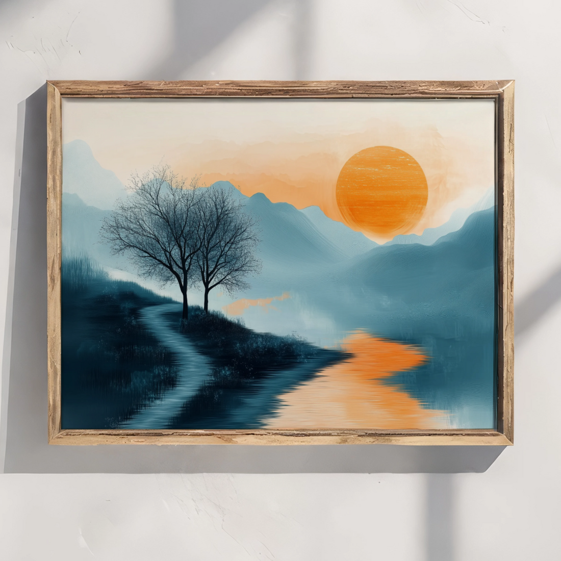 Solitary Sentinel: Surreal Minimalist Sunset with Misty Mountain Path. High Resolution Digital Download 300 DPI