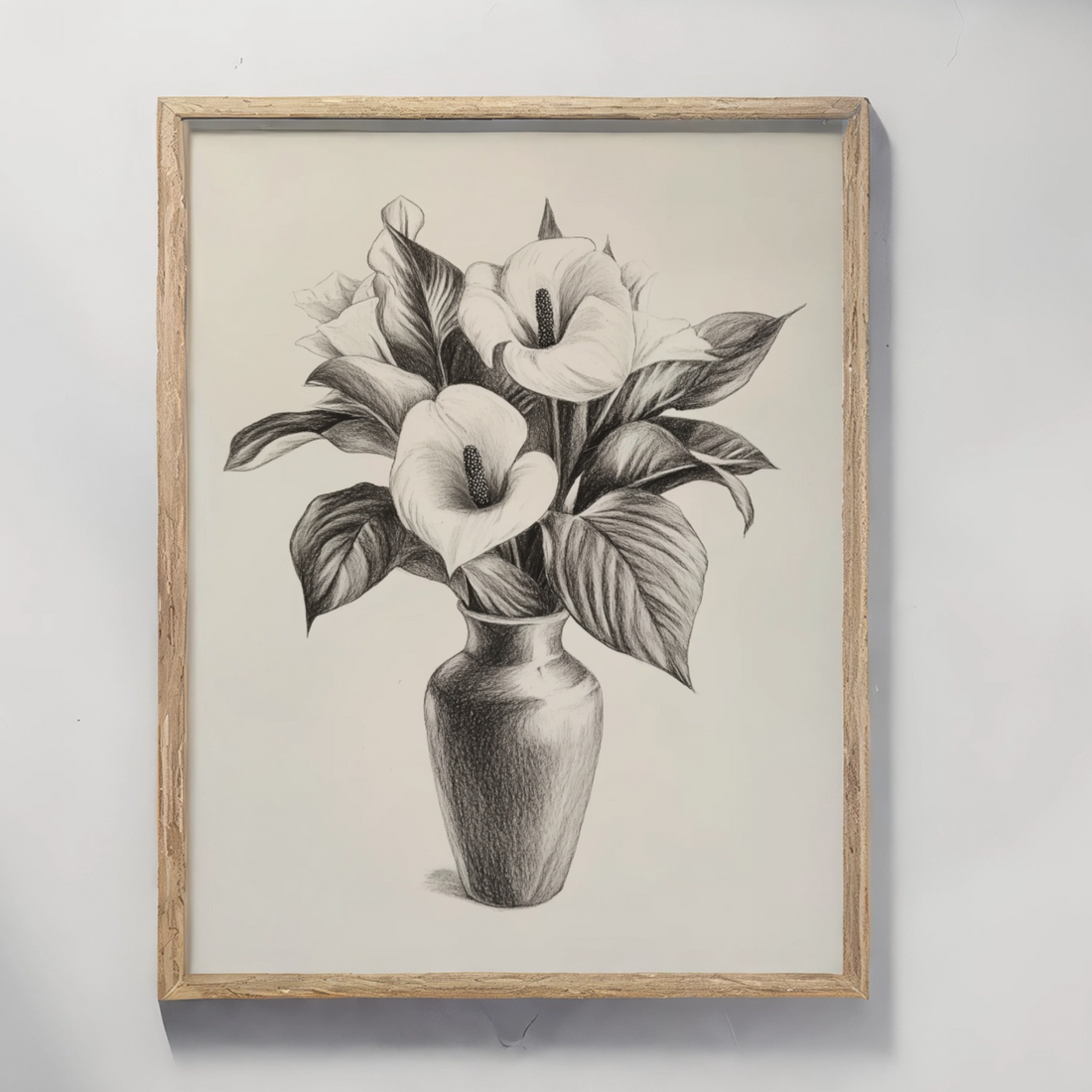 Elegant Botanical Sketch: Clear-Line Floral Vase Art for Nature Lovers. High Resolution Digital Download 300 DPI