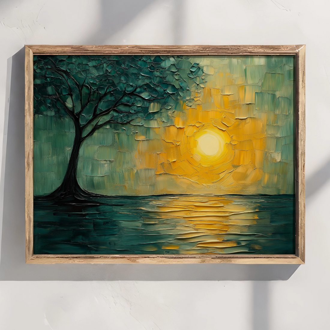 Tranquil Twilight: 3D Textured Abstract Landscape with Lush Tree Reflection. High Resolution Digital Download 300 DPI