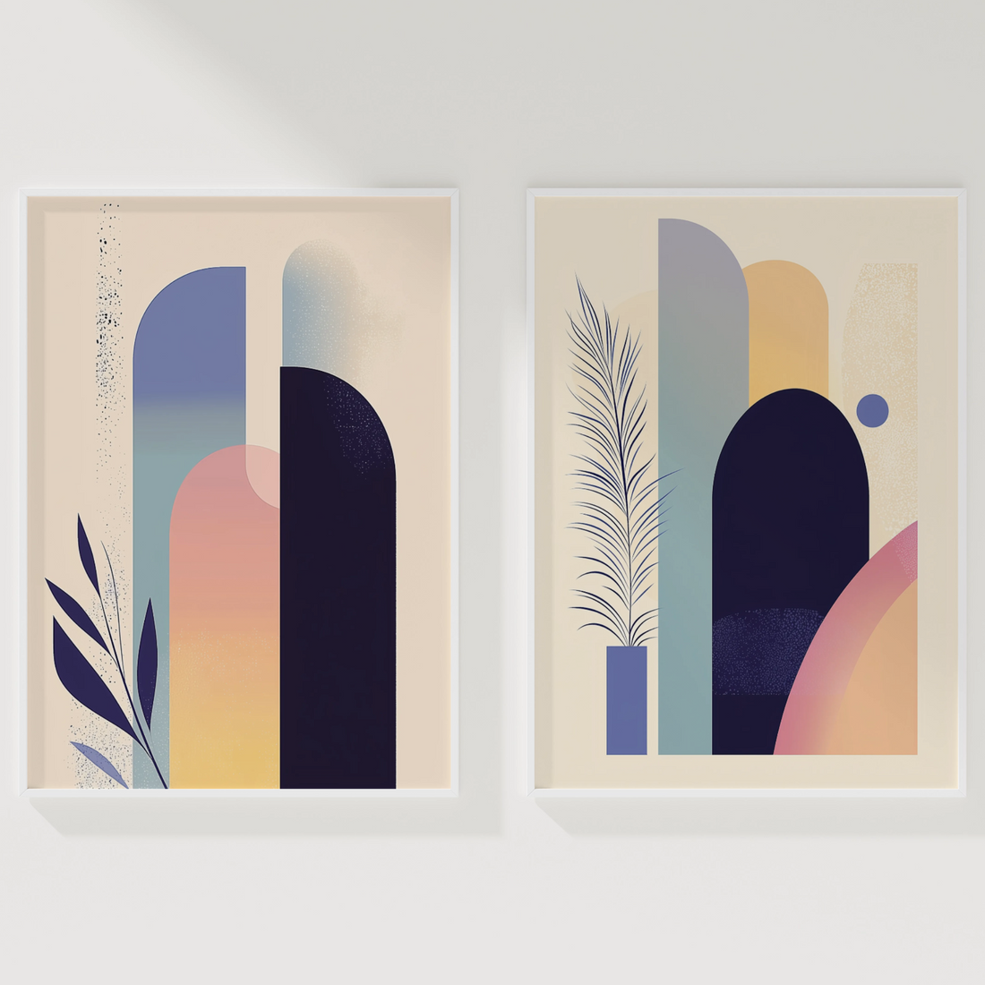 Indigo Elegance: Minimalist Vector Shapes in Modern Stylish Wall Art. High Resolution Digital Download 300 DPI