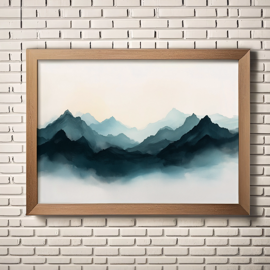Ethereal Peaks: Misty Mountain Silhouettes Emerging from Serene Fog. High Resolution Digital Download 300 DPI