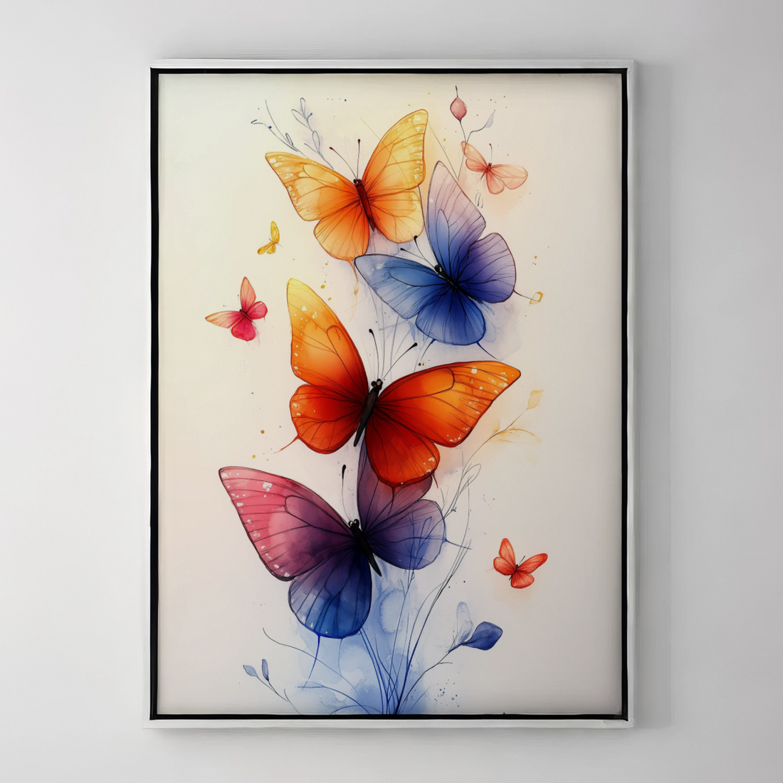 Butterfly Kaleidoscope : Vibrant Orange, Blue, and Purple Wings in Flight. High Resolution Digital Download 300 DPI