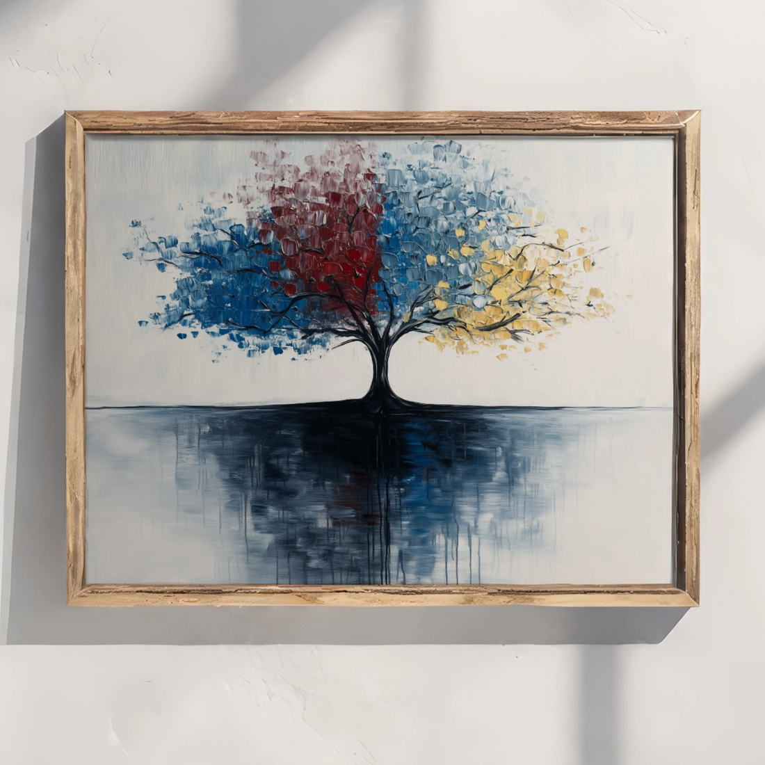 Vibrant Reflections: Abstract Tree with Colorful Foliage Mirrored in Water. High Resolution Digital Download 300 DPI