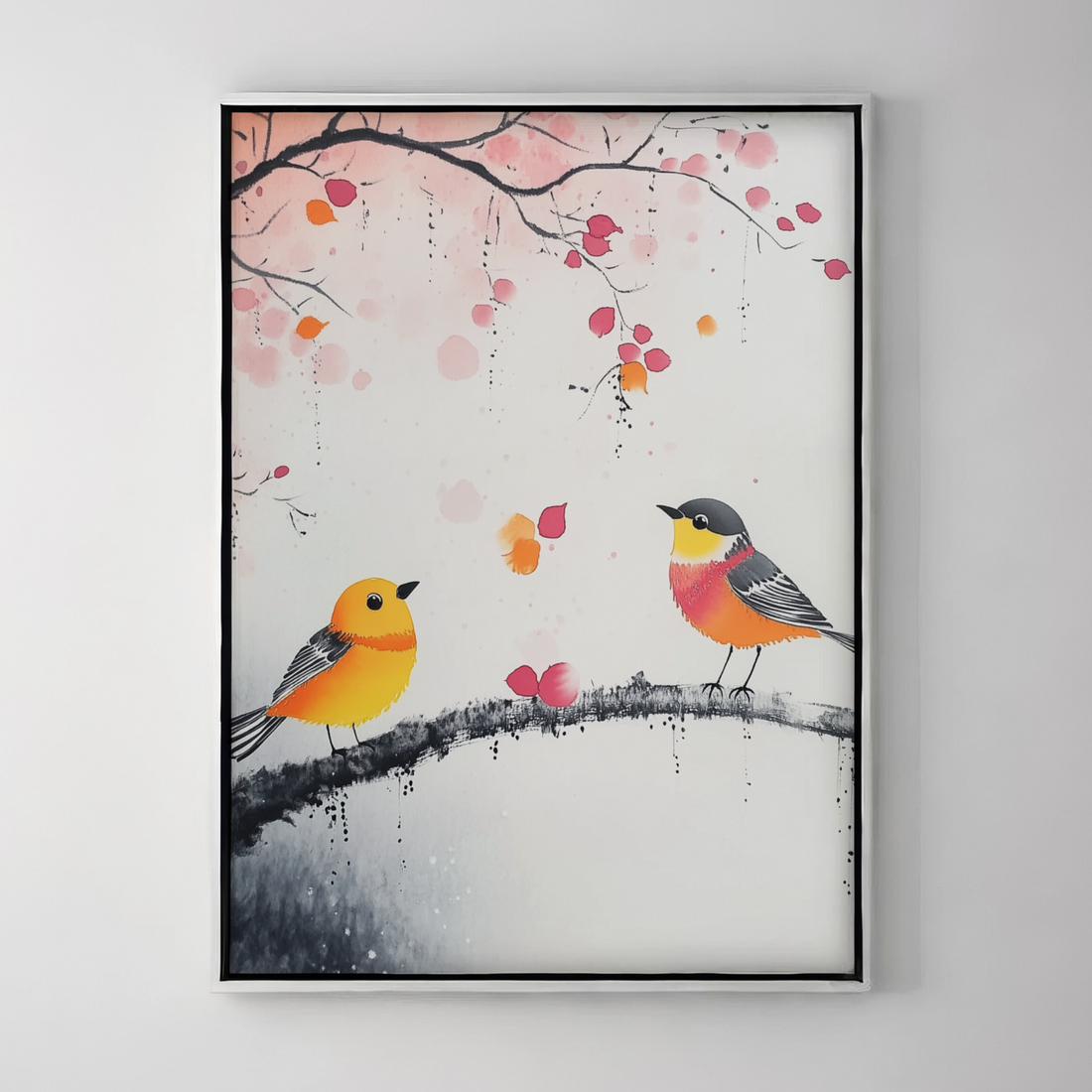 Dawn's Symphony: Vibrant Birds and Dewy Flowers Celebrate Spring's Awakening. High Resolution Digital Download 300 DPI