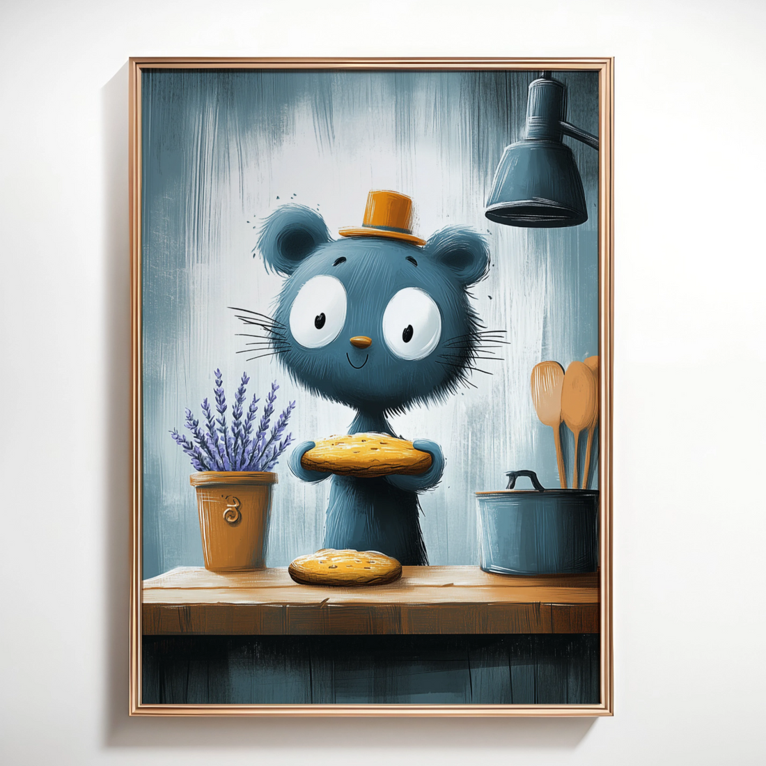 Whimsical Baker: Adorable Animal Chef Creating Cookies in Charming Kitchen Scene. High Resolution Digital Download 300 DPI