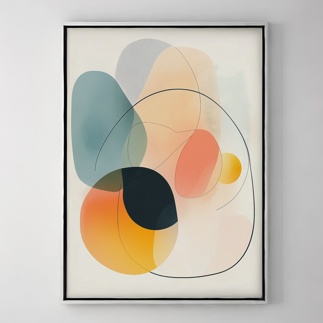 Fluid Minimalism: Abstract Shapes Dancing in Soft Pastel Harmony. High Resolution Digital Download 300 DPI