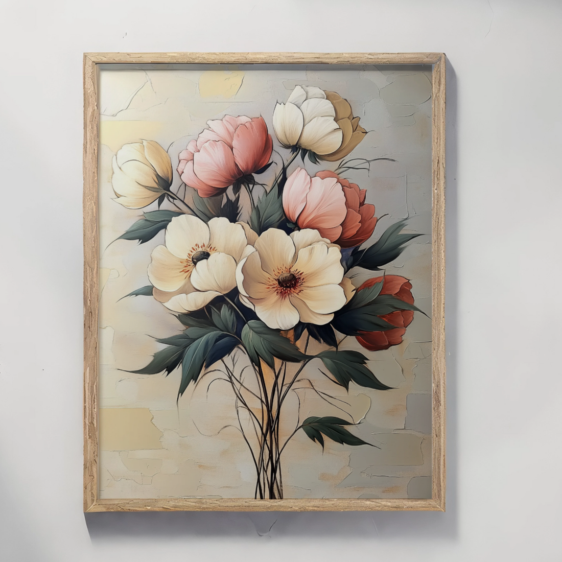 Timeless Botanical Elegance: Vintage Floral Painting for Sophisticated Interiors. High Resolution Digital Download 300 DPI