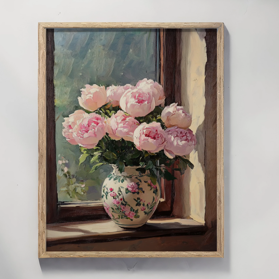Textured Elegance: Impasto Roses by Open Window - Vibrant Floral Art. High Resolution Digital Download 300 DPI