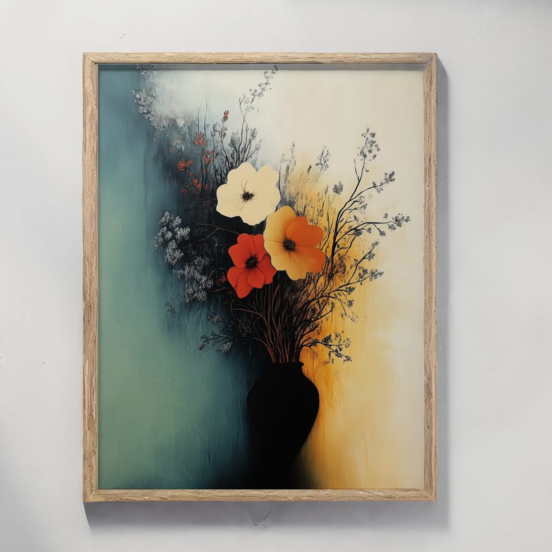 Vibrant Floral Symphony: Colorful Bouquet on Abstract Brushstroke Background. High Resolution Digital Download 300 DPI